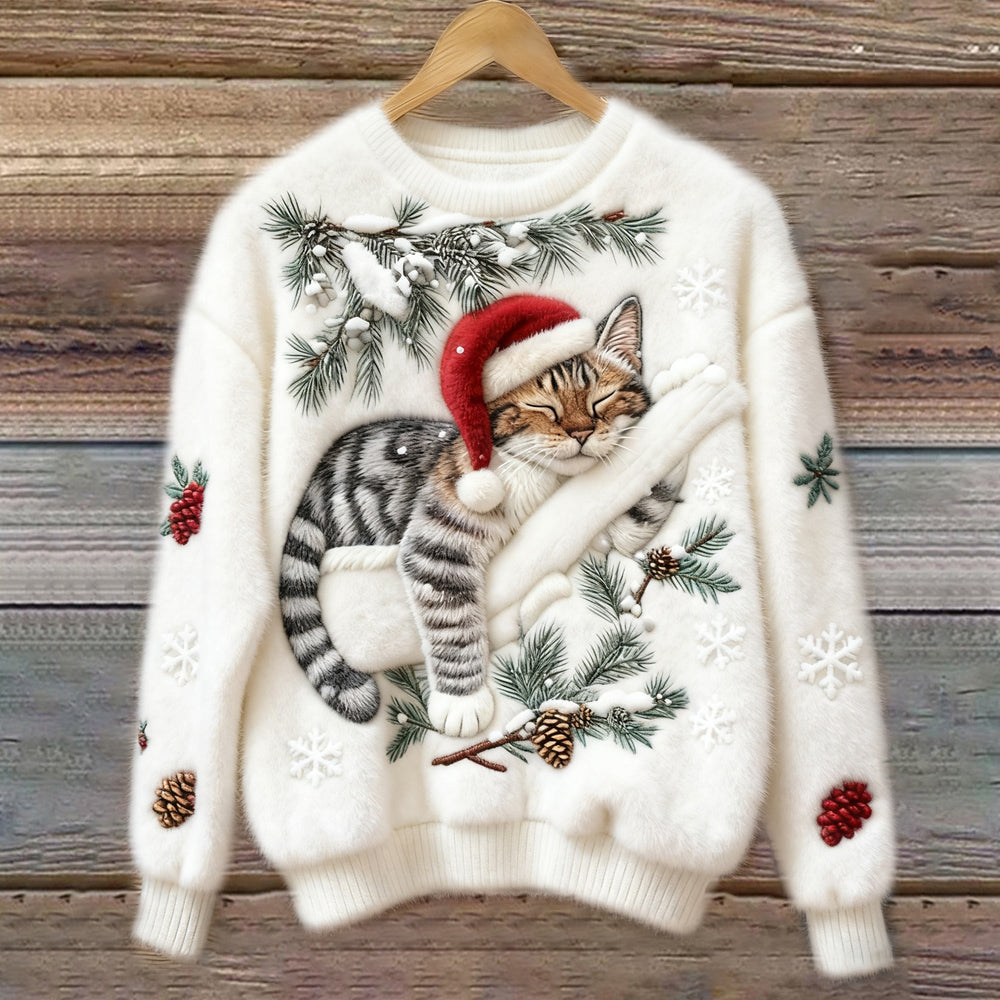 Feestelijke kersttrui met kat