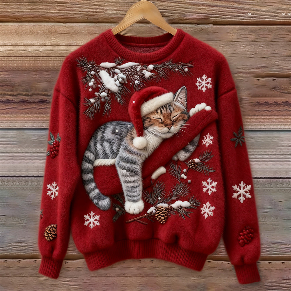 Feestelijke kersttrui met kat