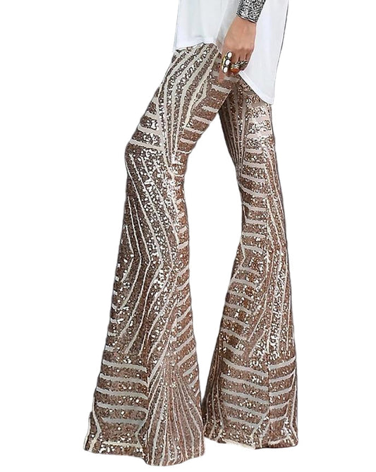 Flared pantalon voor dames met glinsterend patroon