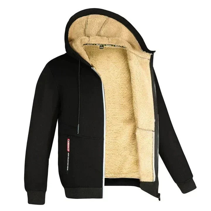 Fleece vest met capuchon en ritssluiting