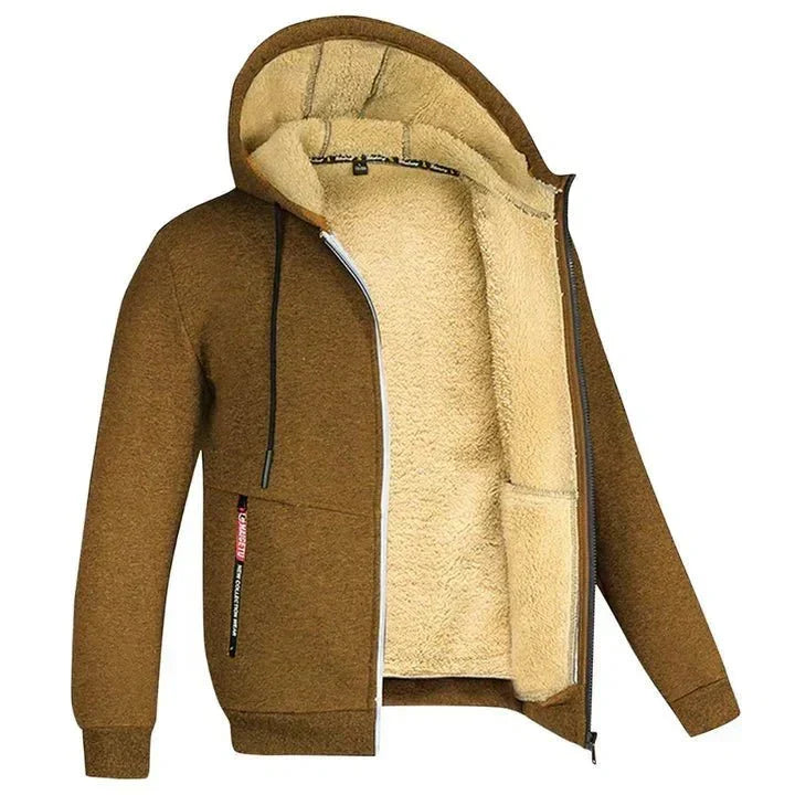 Fleece vest met capuchon en ritssluiting