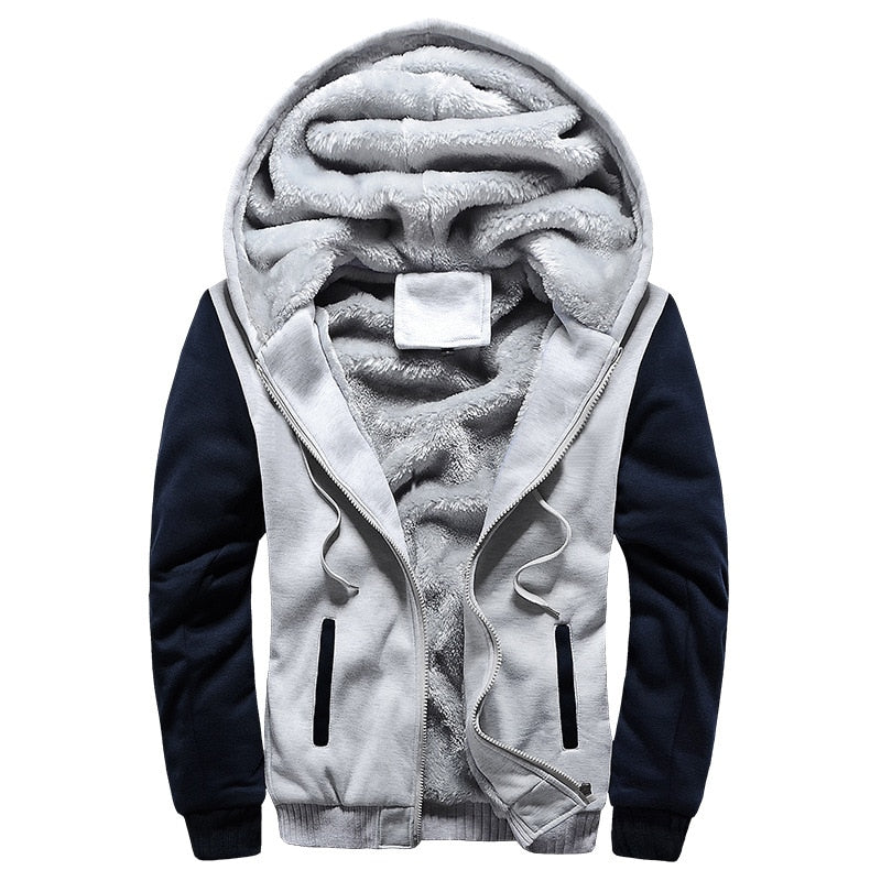 Fleece winterjack voor heren met capuchon en ritssluiting