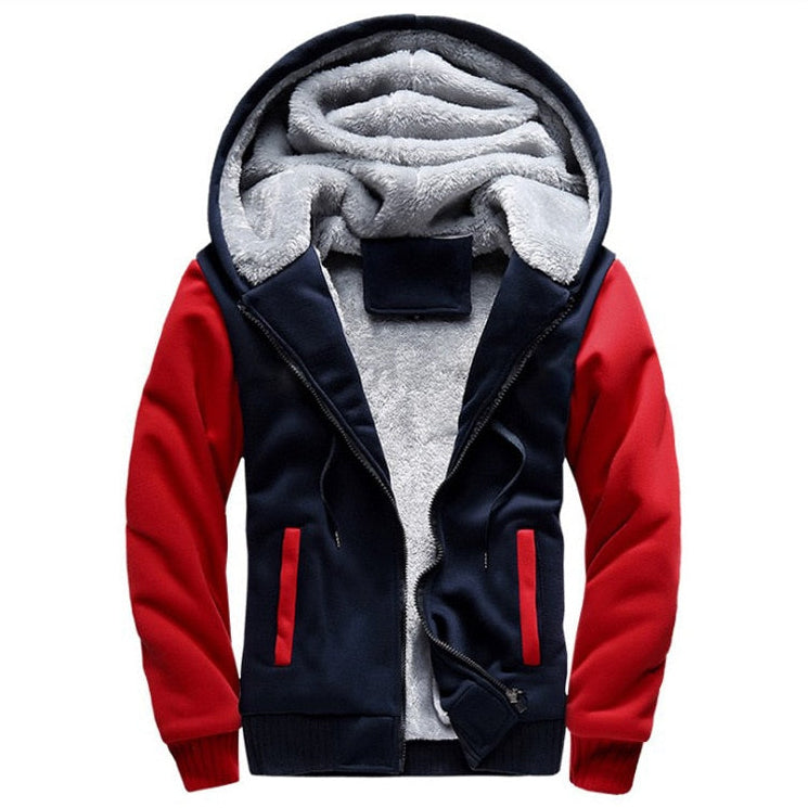 Fleece winterjack voor heren met capuchon en ritssluiting