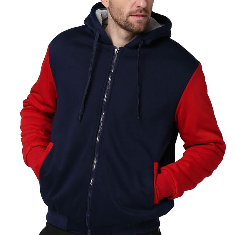 Fleece winterjack voor heren met capuchon en ritssluiting