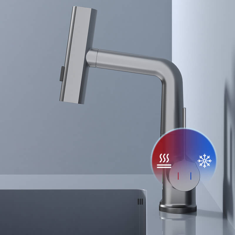 Flexibele led-keuken- en badkamerkraan – 360° draaibaar, uittrekbare slang & 5 sproeistanden