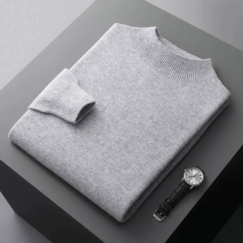 Gebreide herenpullover met opstaande kraag