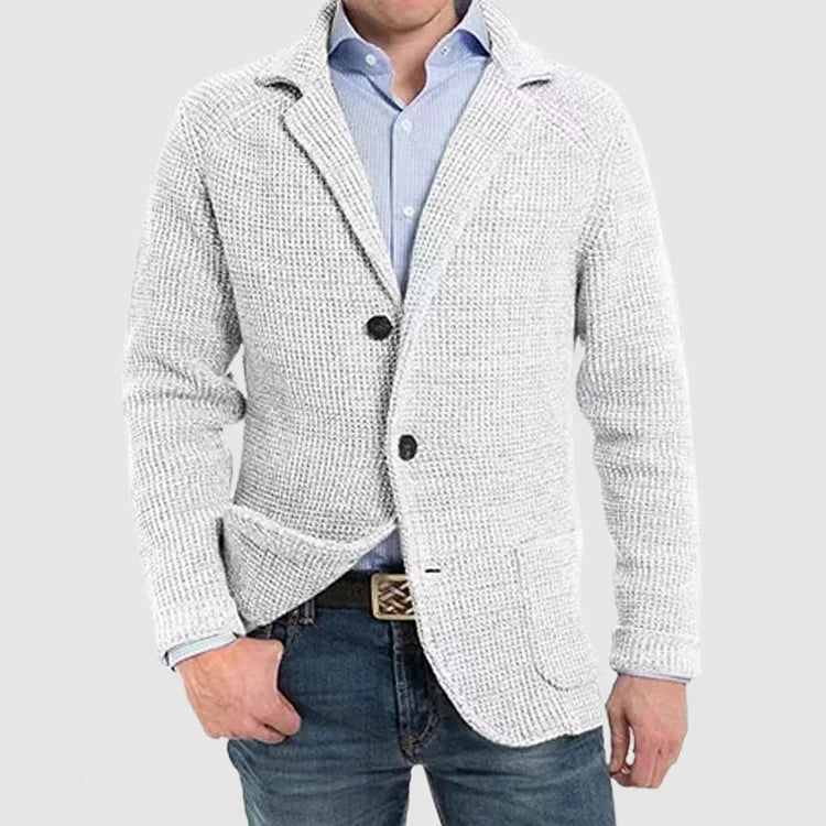 Gebreide herenblazer met tweeknoopssluiting