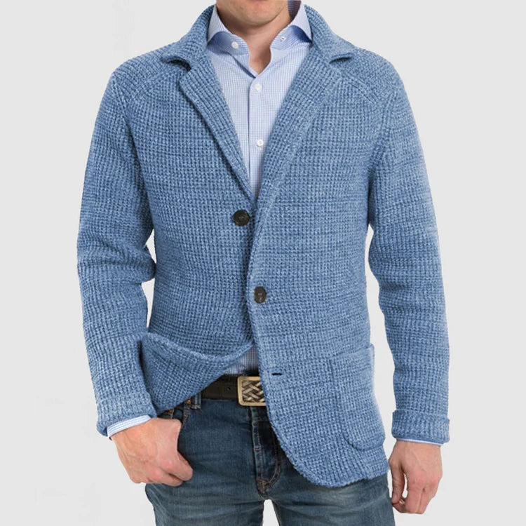 Gebreide herenblazer met tweeknoopssluiting