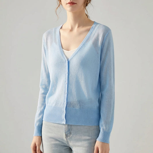 Gecropt vest met V-hals