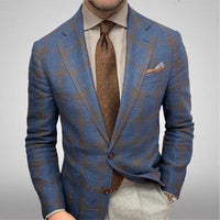 Geruite herenblazer met haakrevers