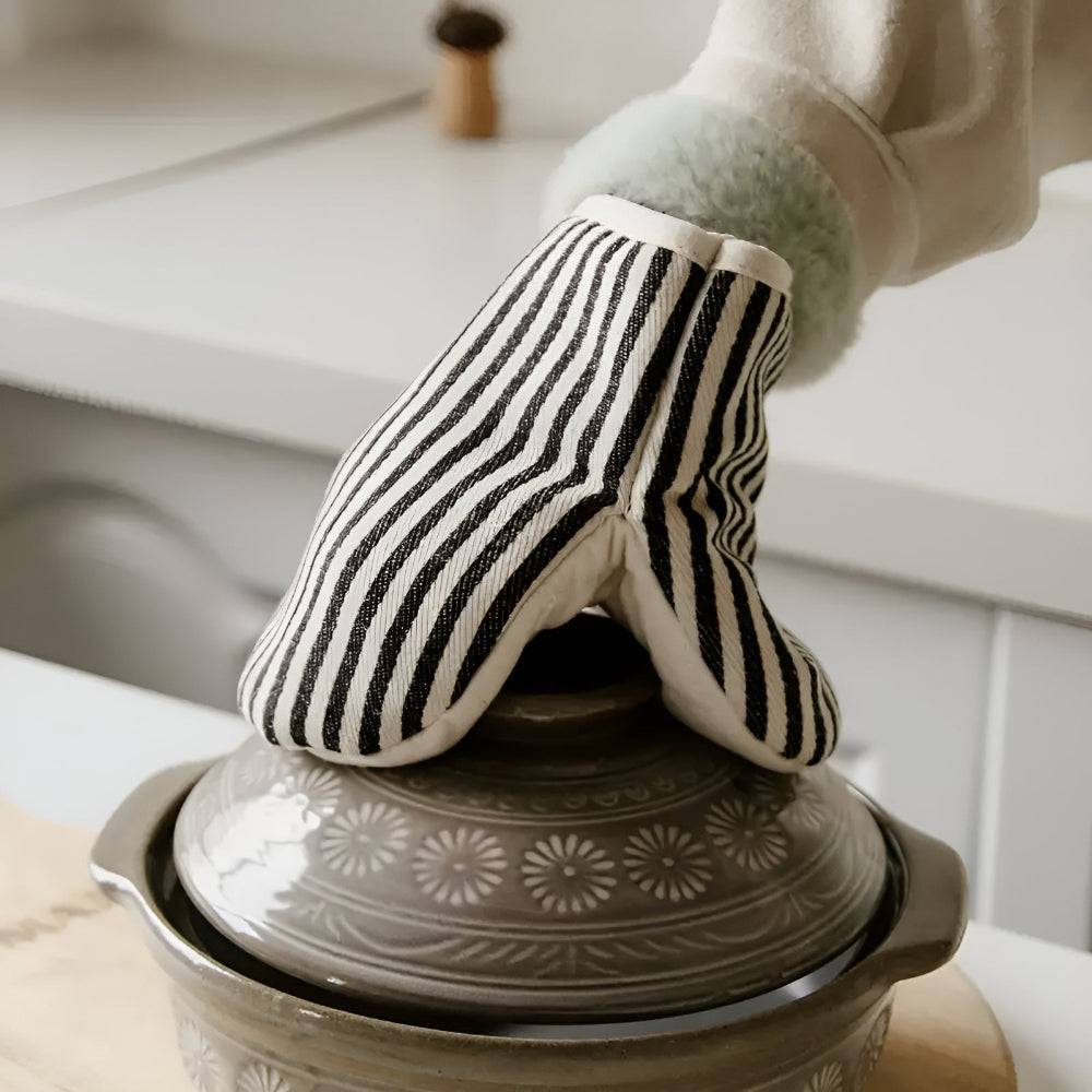 Gestreepte hittebestendige ovenwanten