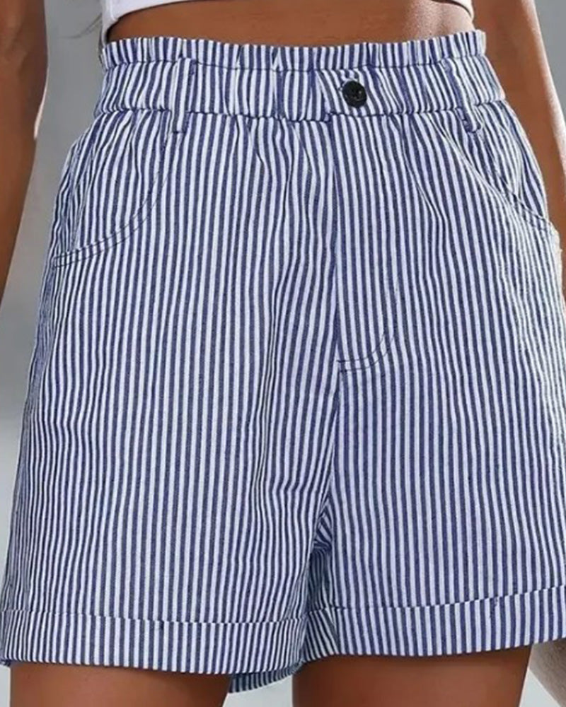 Gestreepte shorts met hoge taille