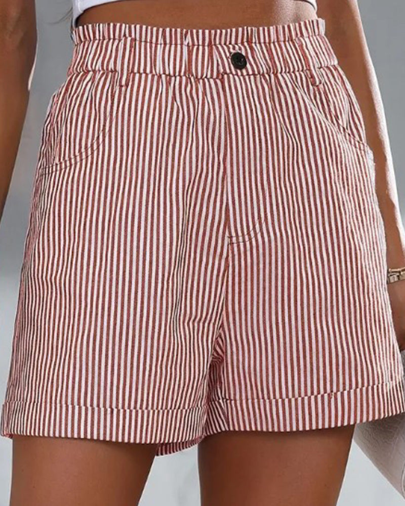 Gestreepte shorts met hoge taille
