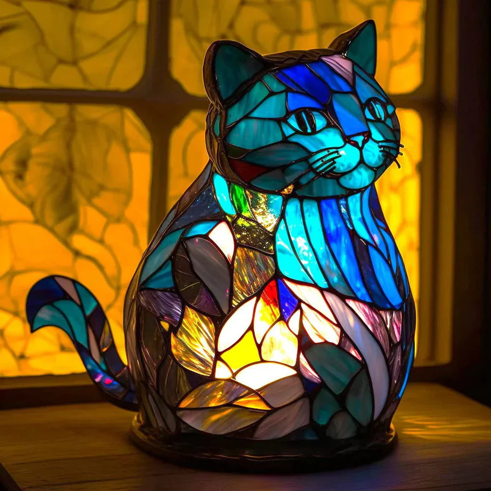 Glazen lamp met dierenmotieven en zacht licht