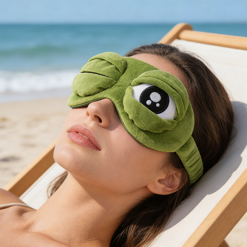 Grappig 3D Slaapmasker Kikker met Beweegbare Oogleden
