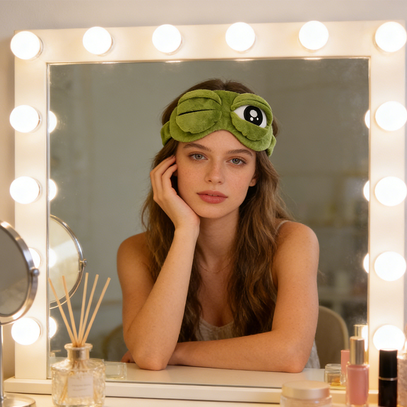 Grappig 3D Slaapmasker Kikker met Beweegbare Oogleden