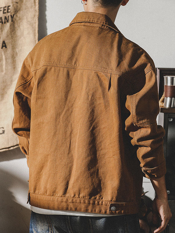 Herencargo-jack in American vintage-stijl, retro werkjack met duurzame pasvorm en klassiek ontwerp