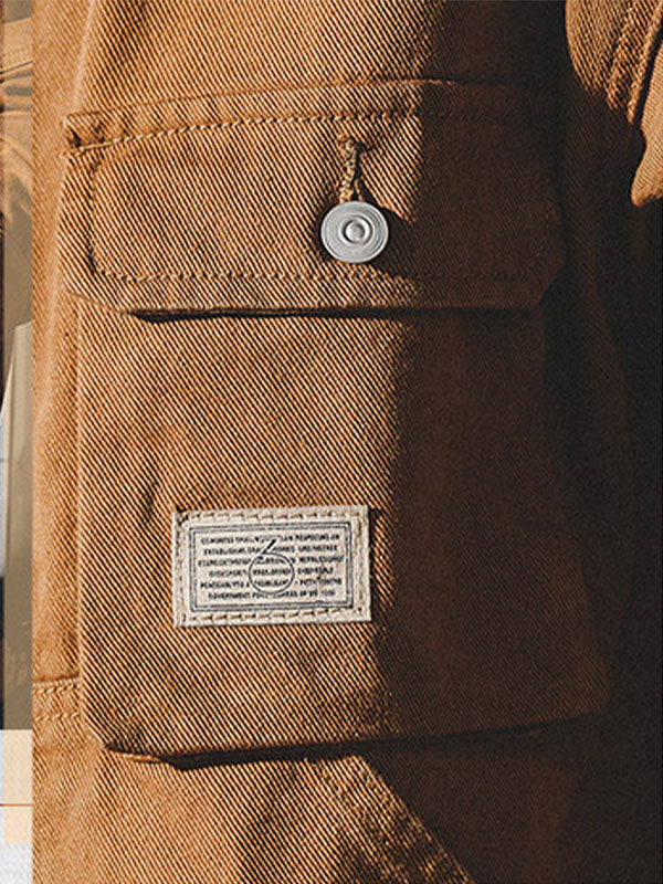 Herencargo-jack in American vintage-stijl, retro werkjack met duurzame pasvorm en klassiek ontwerp