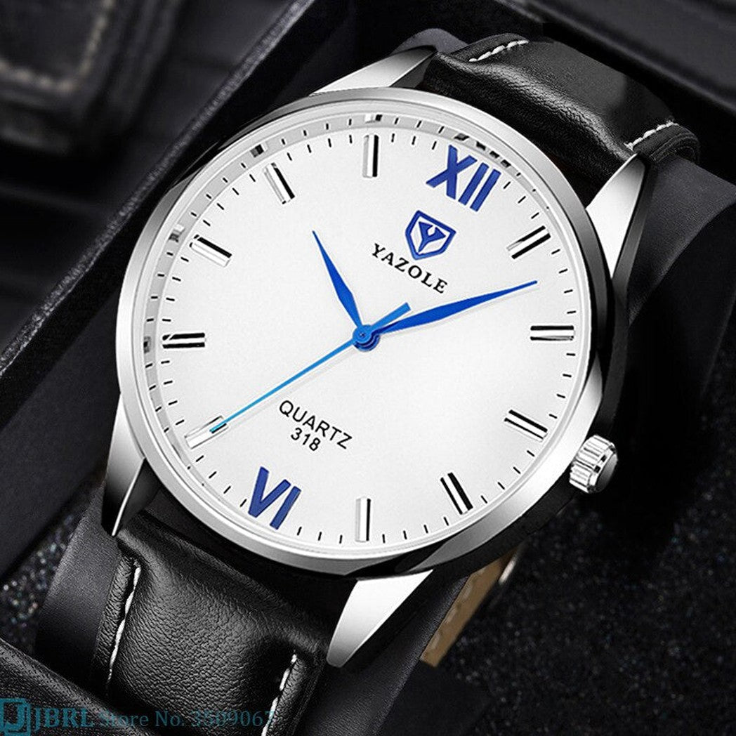 Herenhorloge met leren band