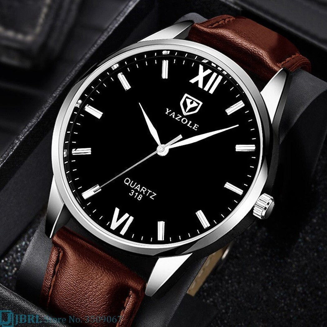 Herenhorloge met leren band