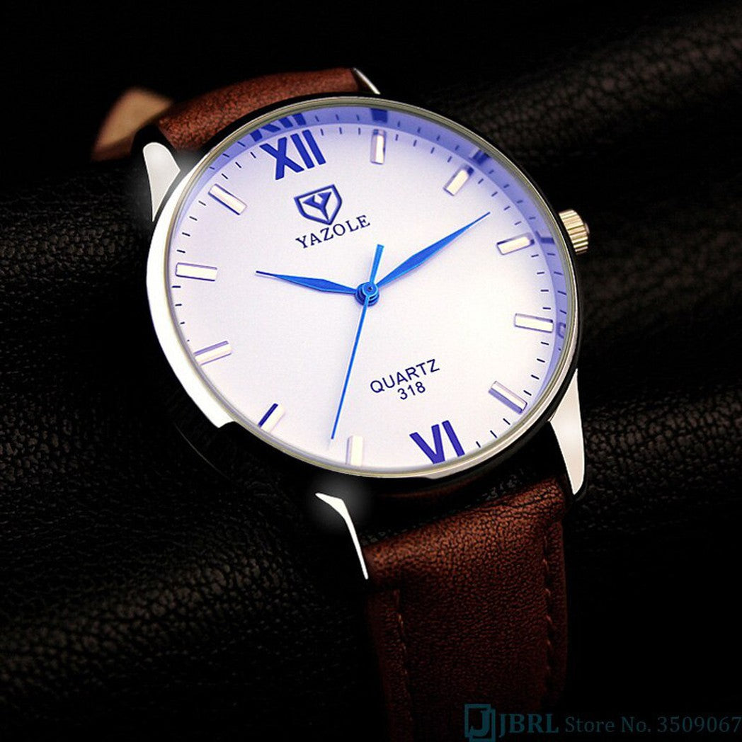 Herenhorloge met leren band