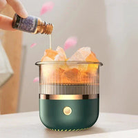 Himalaya zoutlamp en diffuser voor etherische olie - Ultrasone USB-luchtbevochtiger voor thuis en kantoor