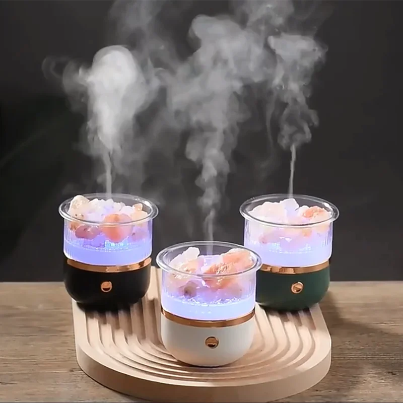 Himalaya zoutlamp en diffuser voor etherische olie - Ultrasone USB-luchtbevochtiger voor thuis en kantoor