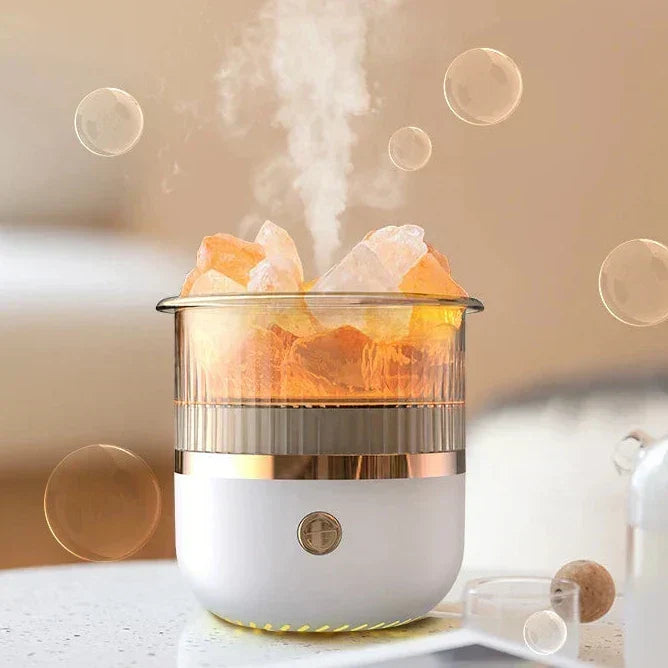 Himalaya zoutlamp en diffuser voor etherische olie - Ultrasone USB-luchtbevochtiger voor thuis en kantoor