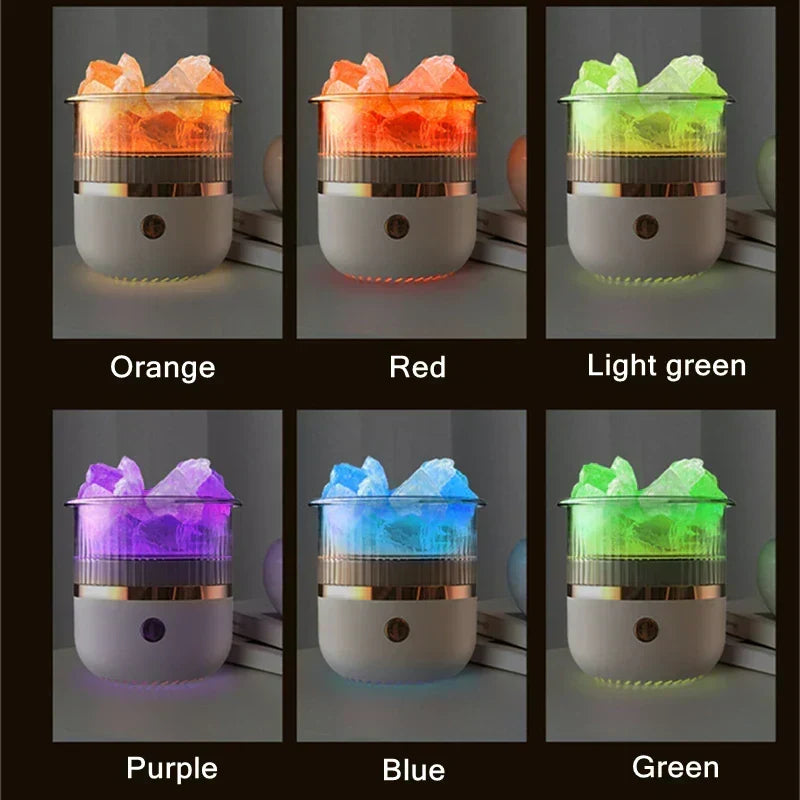 Himalaya zoutlamp en diffuser voor etherische olie - Ultrasone USB-luchtbevochtiger voor thuis en kantoor