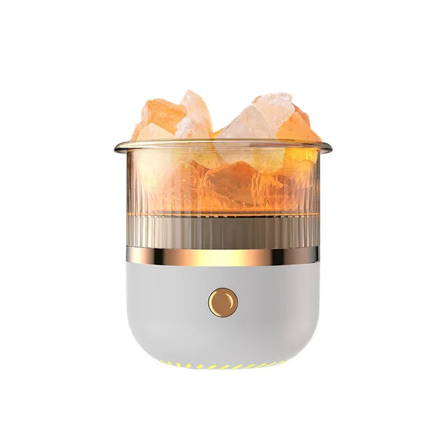 Himalaya zoutlamp en diffuser voor etherische olie - Ultrasone USB-luchtbevochtiger voor thuis en kantoor