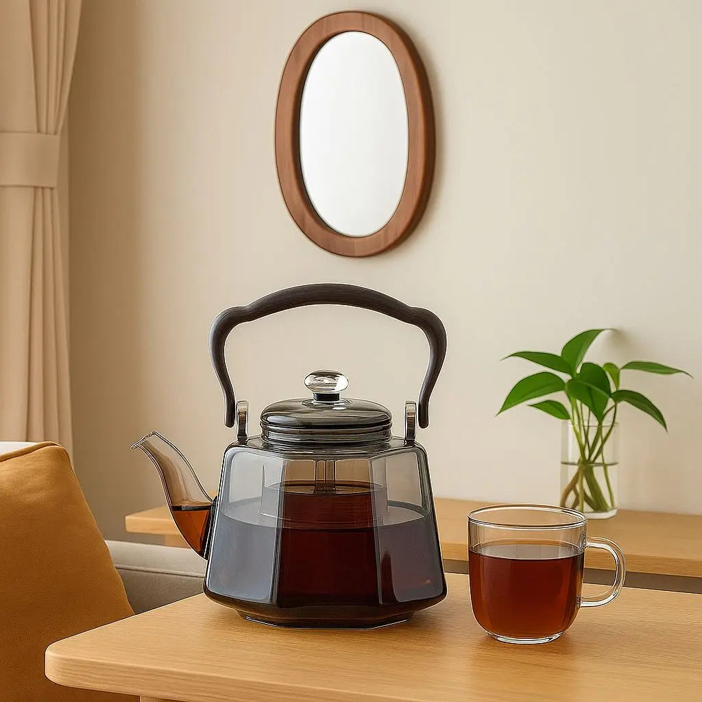 Hittebestendige glazen theepot met theefilter