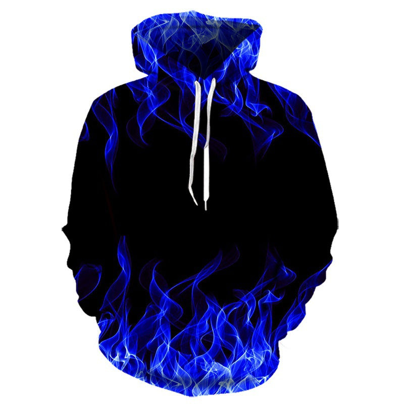 Hoodie met uniek vlammendesign en innovatieve materiaalmix