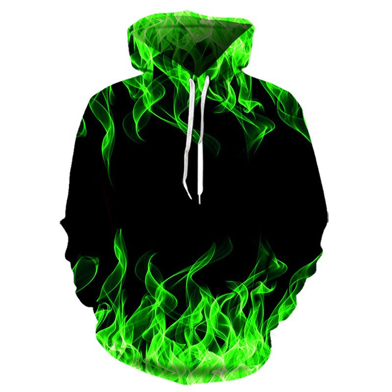 Hoodie met uniek vlammendesign en innovatieve materiaalmix