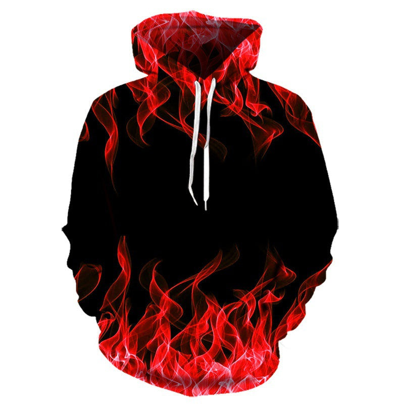 Hoodie met uniek vlammendesign en innovatieve materiaalmix