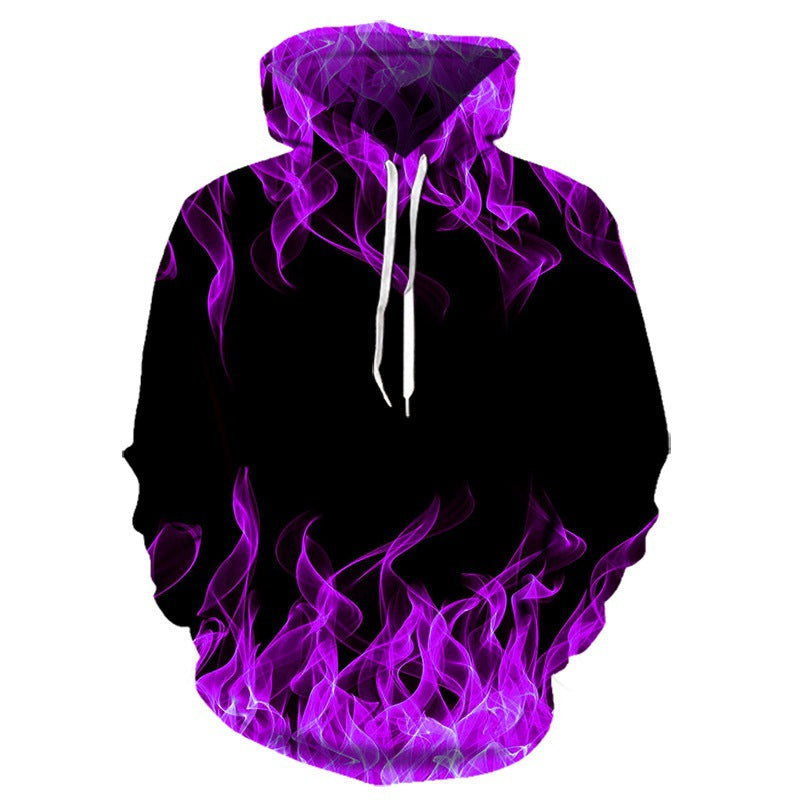 Hoodie met uniek vlammendesign en innovatieve materiaalmix