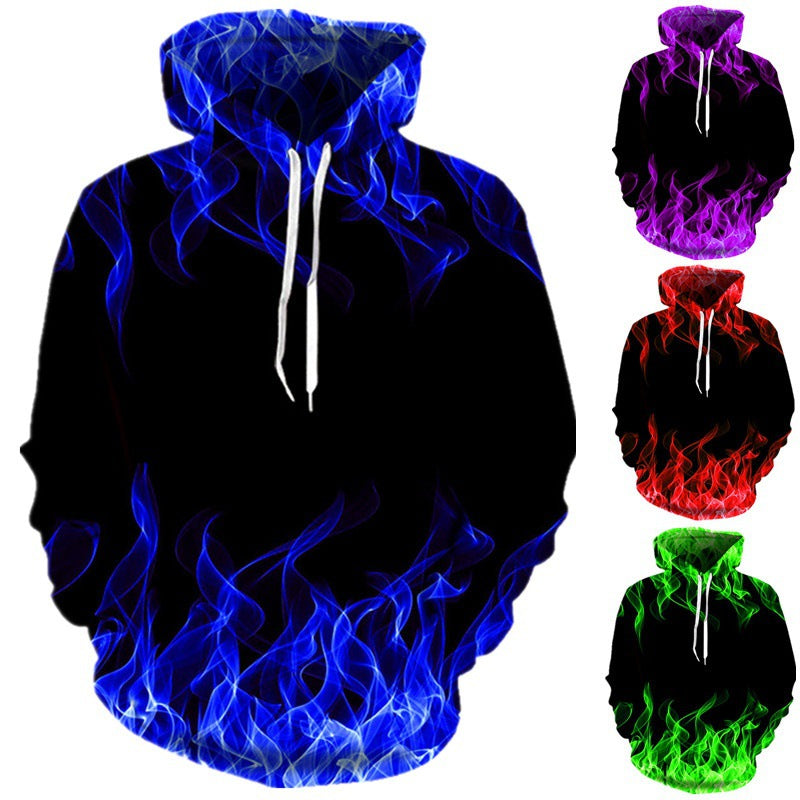 Hoodie met uniek vlammendesign en innovatieve materiaalmix