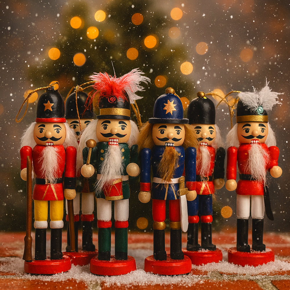 Houten notenkrakerfiguren – 12,5 cm, set van 6 stuks