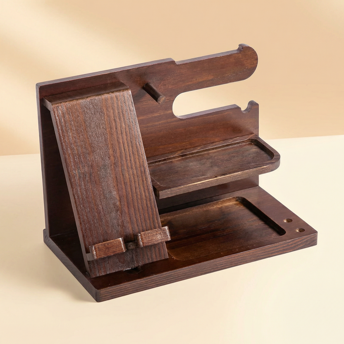 Houten Organizer & Nachtkastje Docking Station