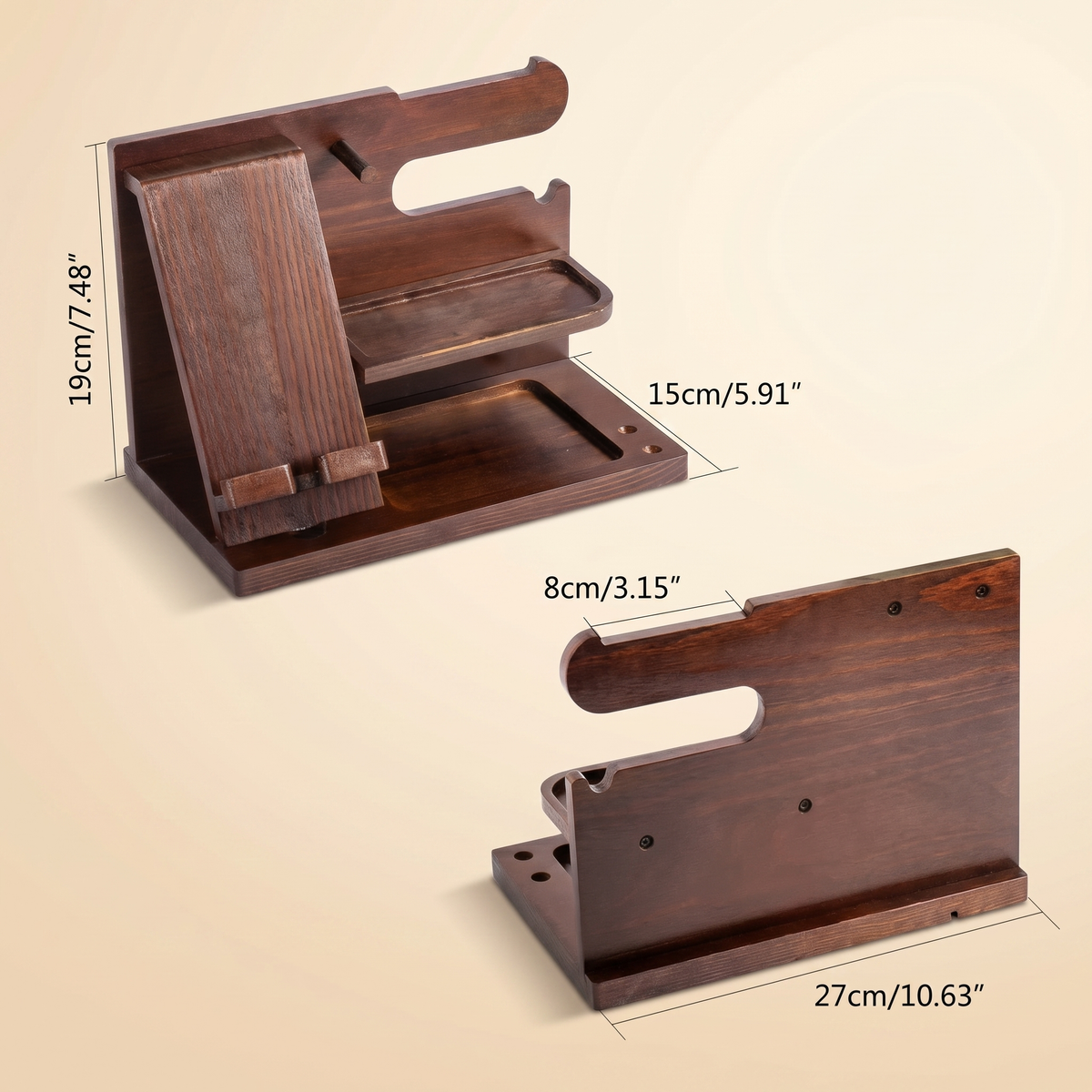 Houten Organizer & Nachtkastje Docking Station