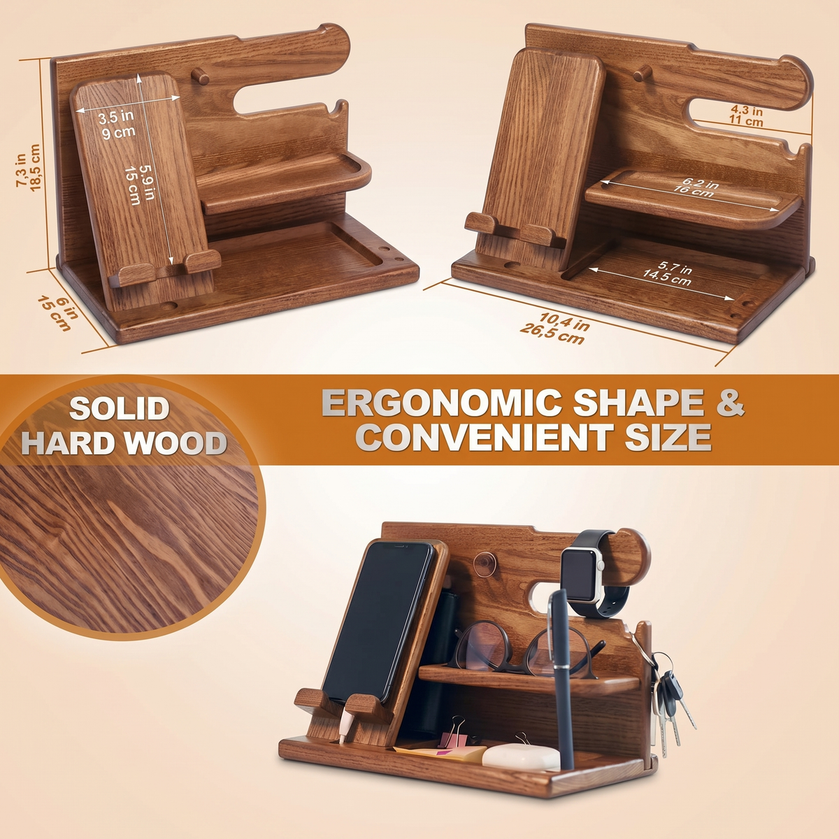 Houten Organizer & Nachtkastje Docking Station
