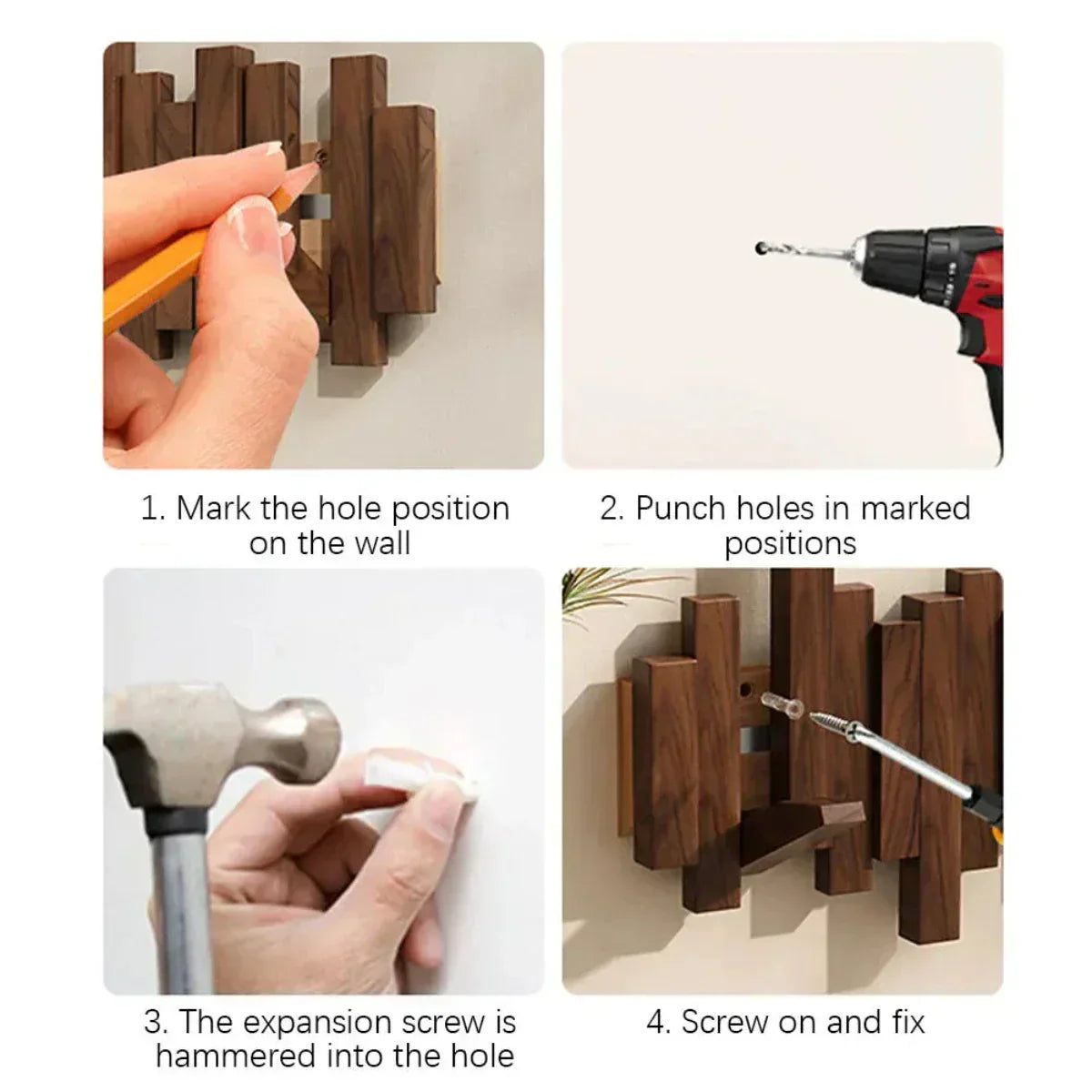 Houten wandhaken in piano-design
