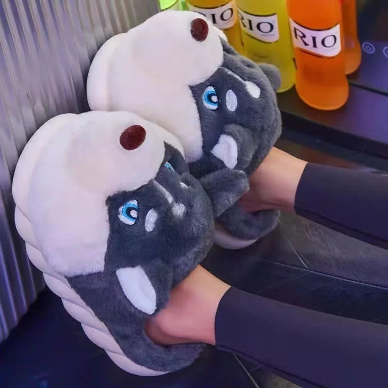 Husky pluche pantoffels – Voor warmte en plezier in huis