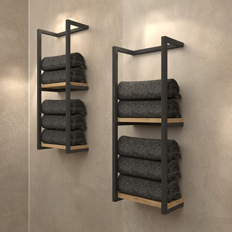 Industrieel handdoekenrek met planken – Elegant en functioneel wandrek
