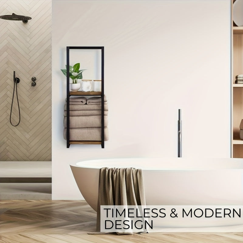 Industrieel handdoekenrek met planken – Elegant en functioneel wandrek