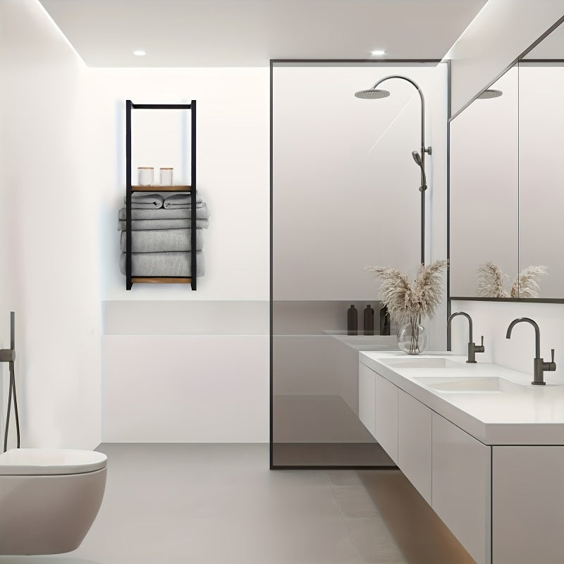 Industrieel handdoekenrek met planken – Elegant en functioneel wandrek