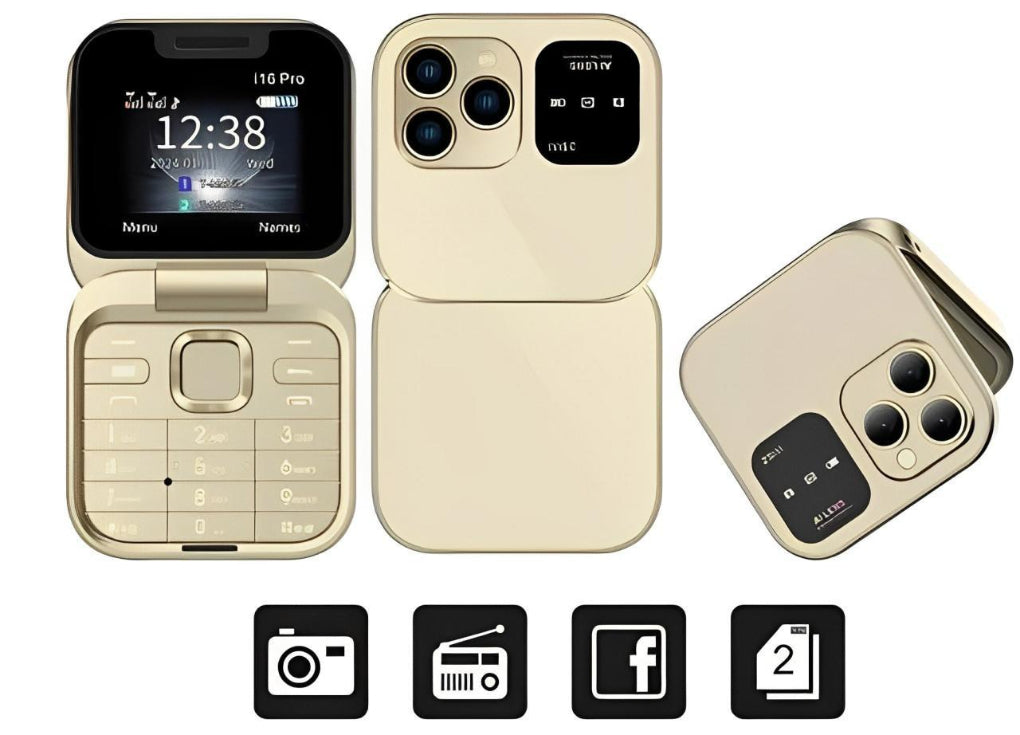 Inklapbare dual-sim-mobiele telefoon met HD-camera en FM-radio