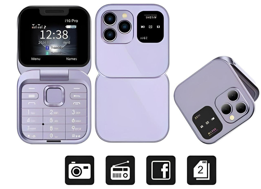 Inklapbare dual-sim-mobiele telefoon met HD-camera en FM-radio