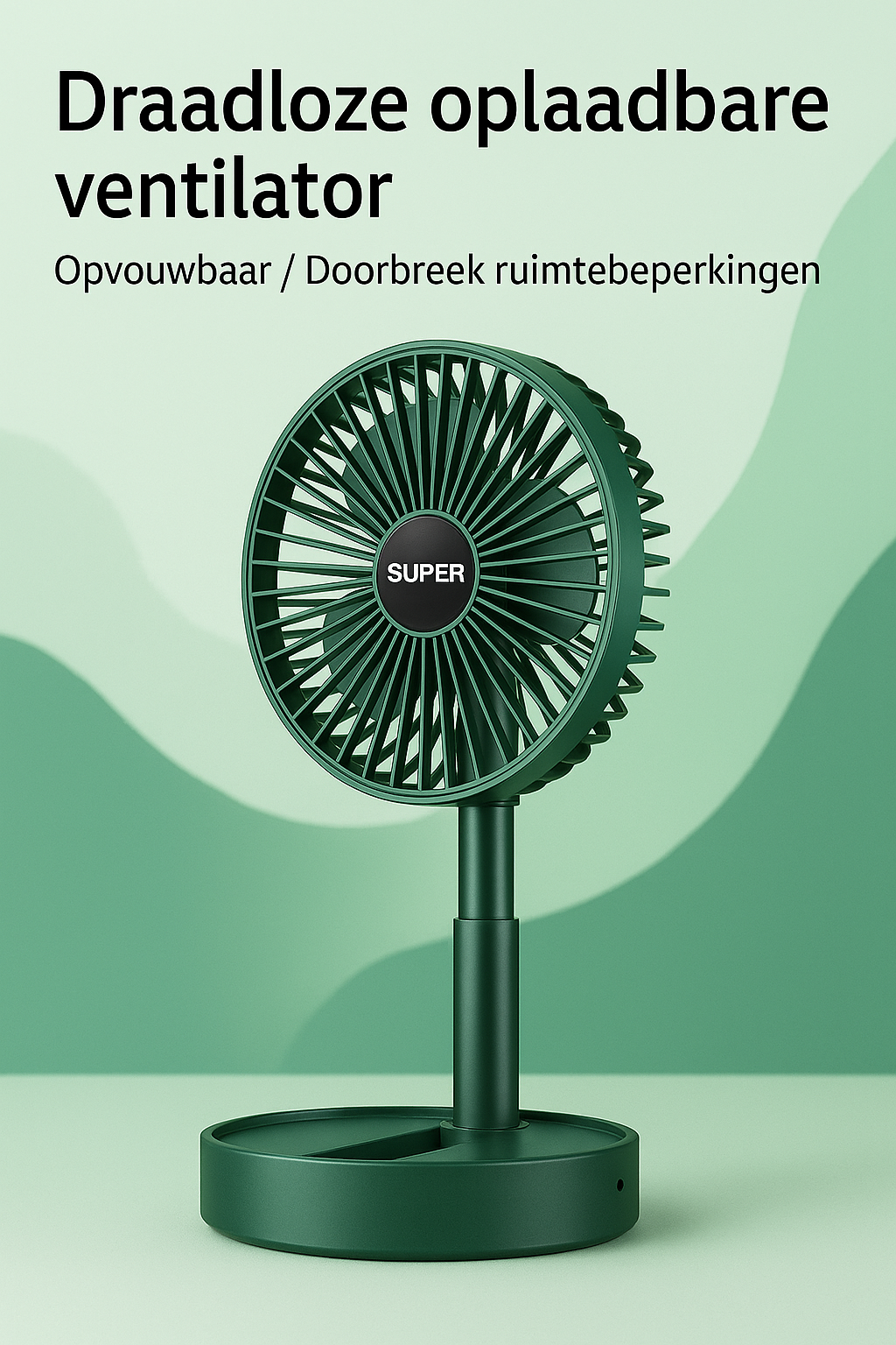 Inklapbare USB-Tafelventilator met Krachtige Luchtstroom