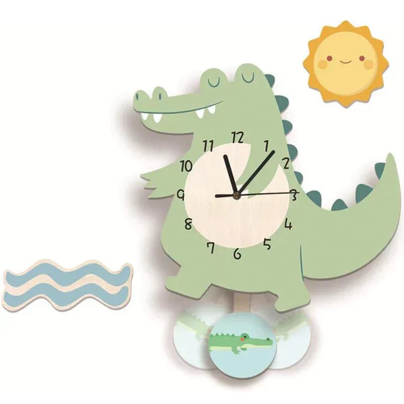 Interactieve Kinderwandklok met Slinger en Dierenmotief - Vrolijke Kinderklok