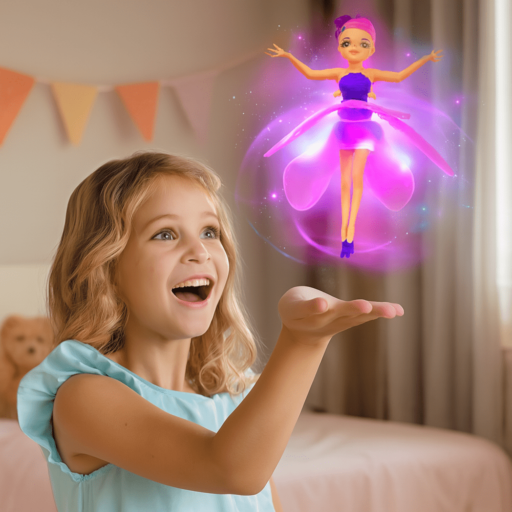 Interactieve vliegende fee met handbesturing en ledverlichting